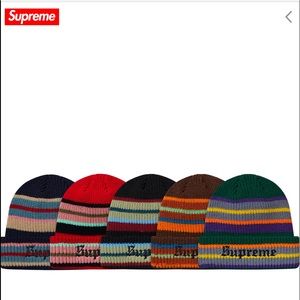 supreme bright stripe beanie